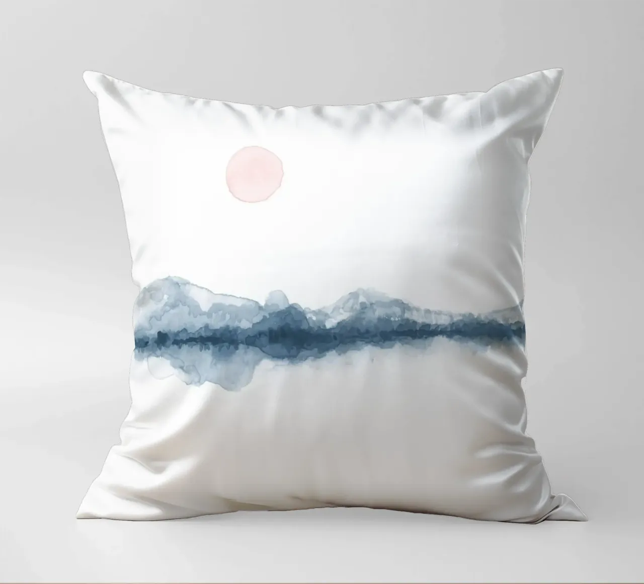 Sunset watercolor in blue and pink kussen van NouveauPrints