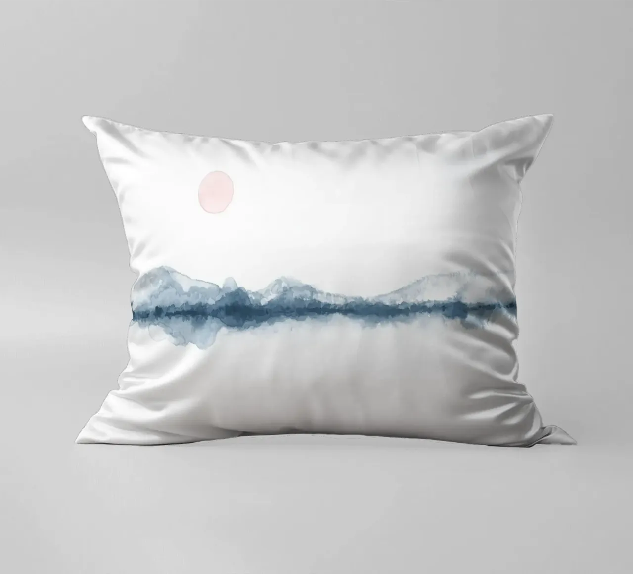 Sunset watercolor in blue and pink kussen van NouveauPrints