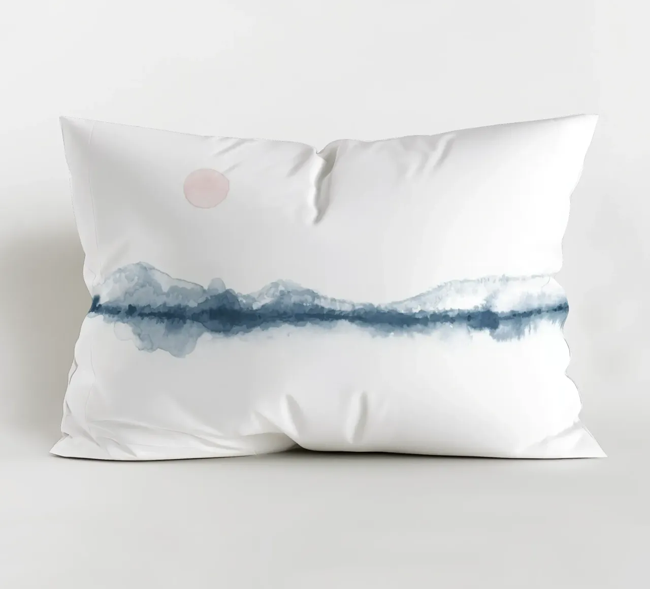 Sunset watercolor in blue and pink kussen van NouveauPrints