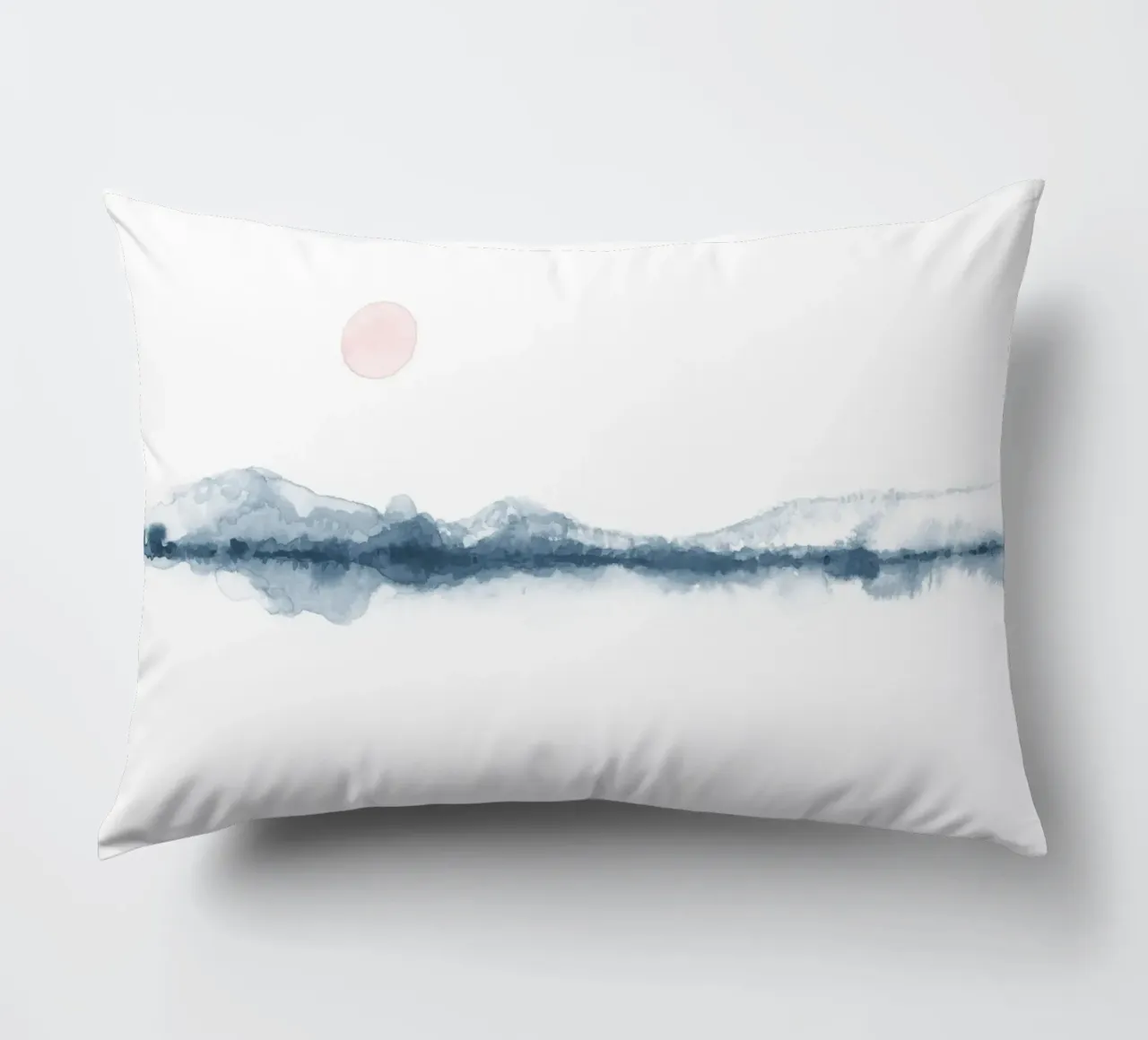 Sunset watercolor in blue and pink kussen van NouveauPrints