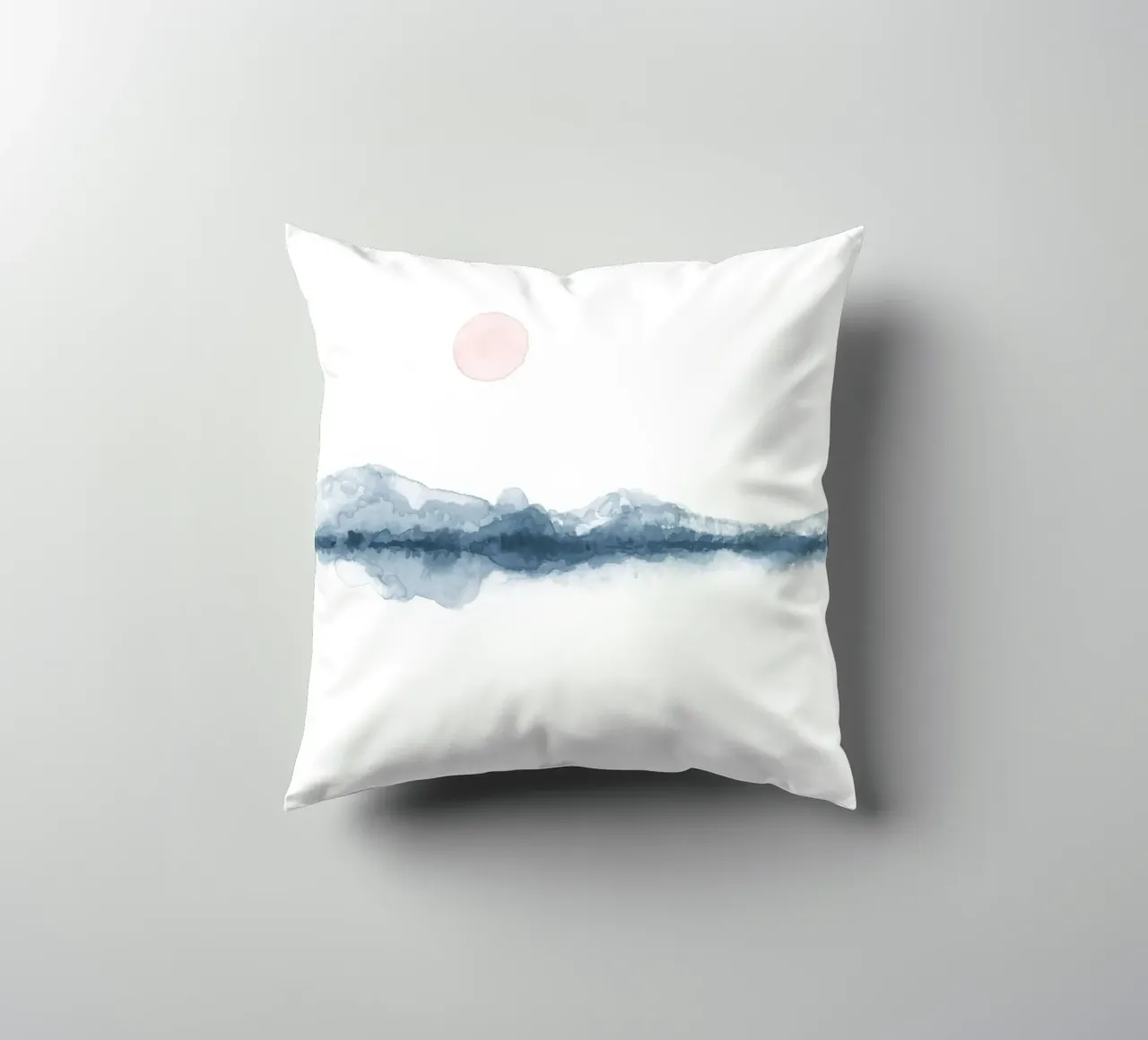 Sunset watercolor in blue and pink kussen van NouveauPrints