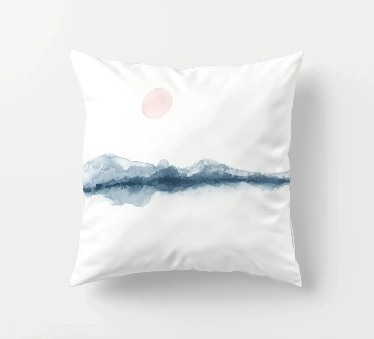 Sunset watercolor in blue and pink kussen van NouveauPrints