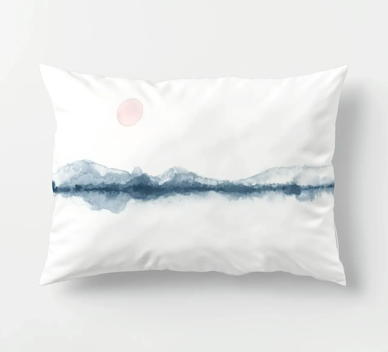 Sunset watercolor in blue and pink kussen van NouveauPrints