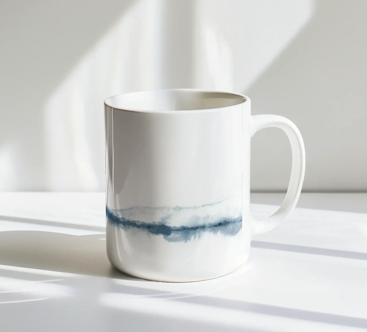 Sunset watercolor in blue and pink ceramic mug by NouveauPrints