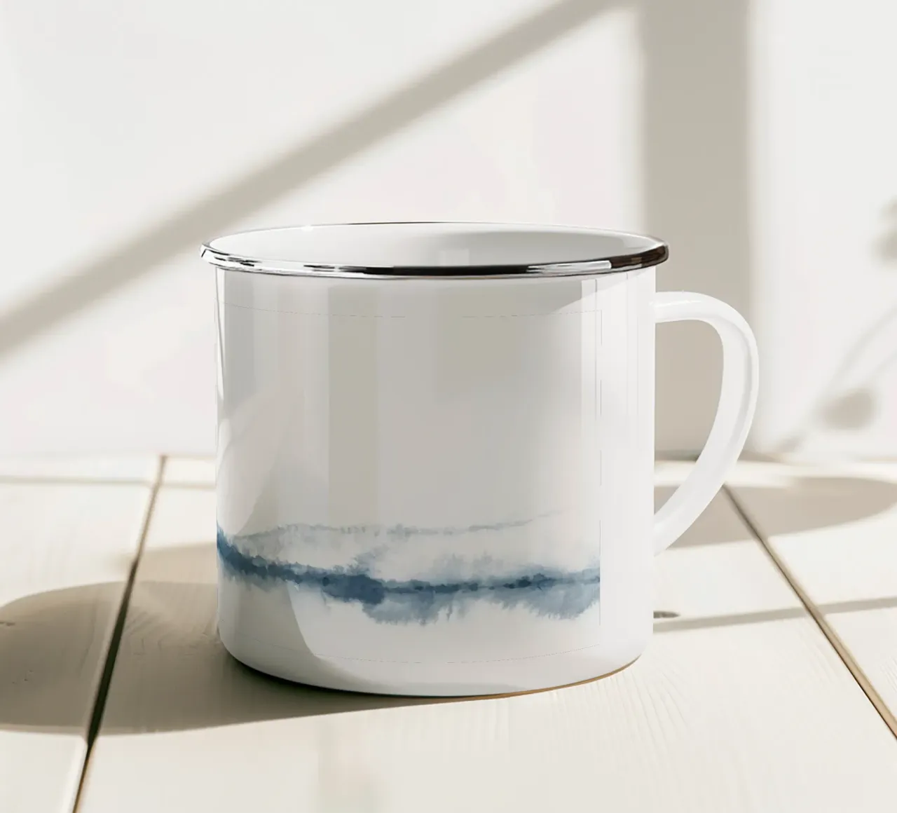 Acquerello al tramonto in blu e rosa tazza in smalto da NouveauPrints