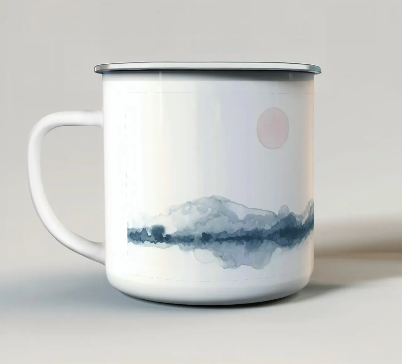 Acquerello al tramonto in blu e rosa tazza in smalto da NouveauPrints