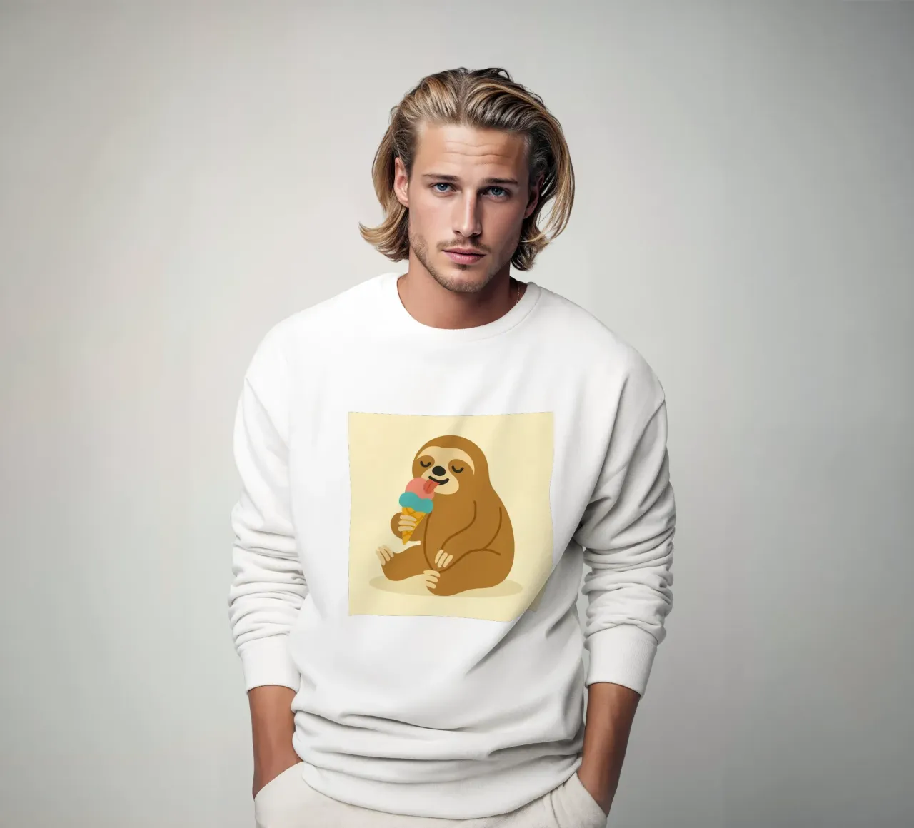 Glückliches Faultier mit Eis – Sommerlaune in süßer Tierform Sweatshirt von namosh