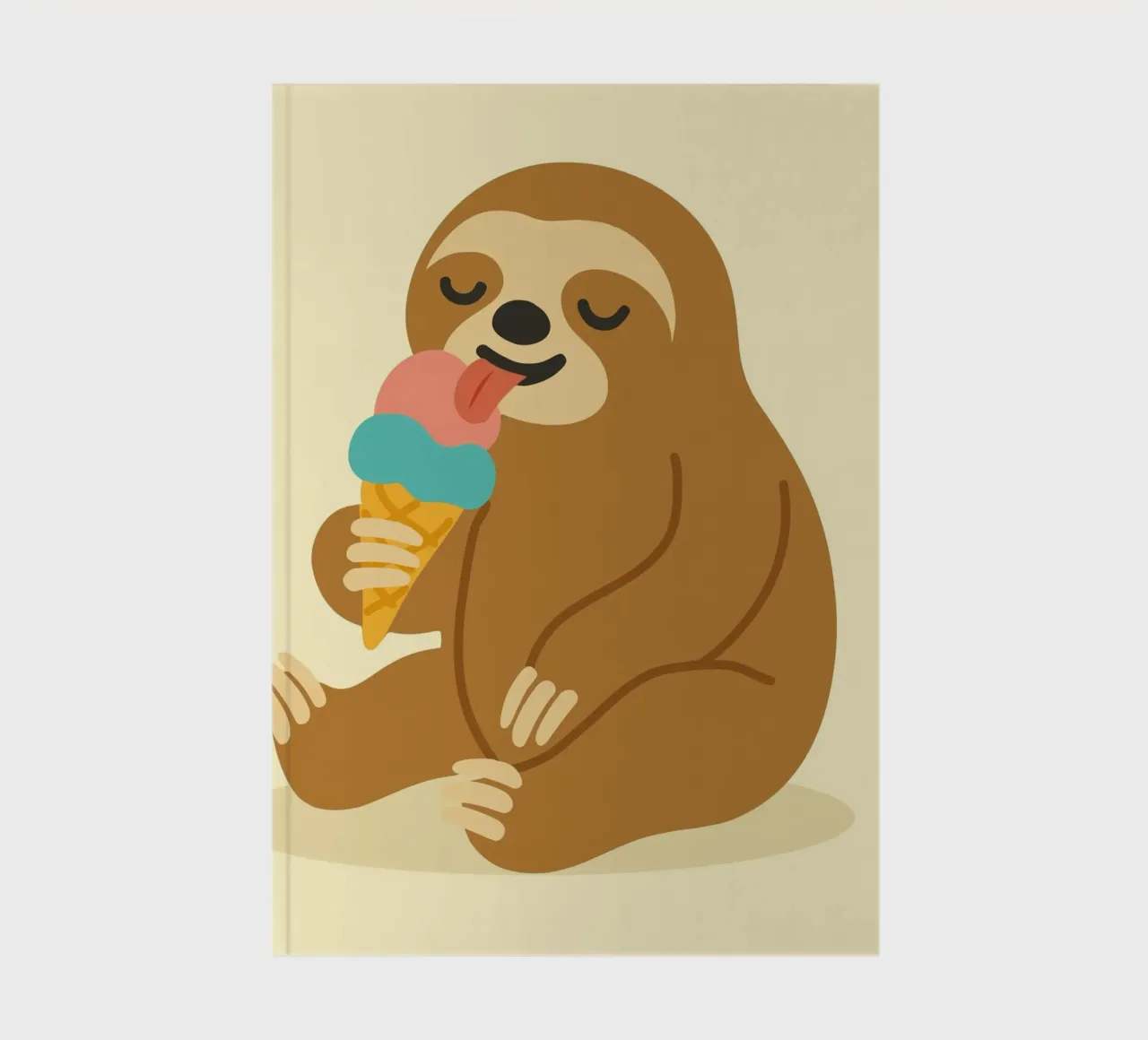 Happy sloth with ice cream - summer fun in cute animal form notebook by namosh