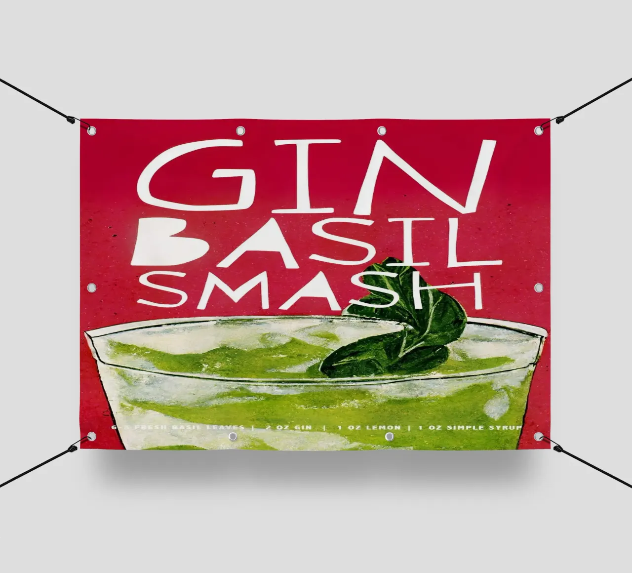 cocktail gin foglie di basilico telo in pvc da Kevin Walters