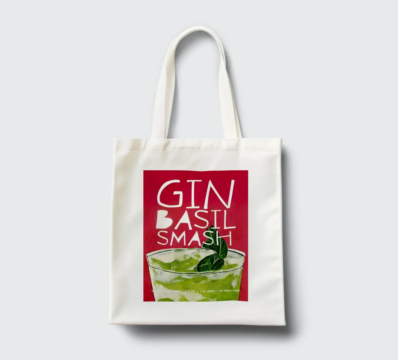 cocktail gin foglie di basilico borsa in juta da Kevin Walters