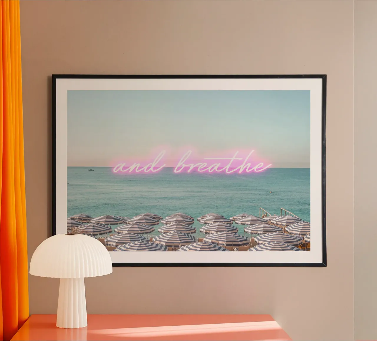 Neon Beach Art poster con telaio in plastica da GraceDigitalArtCo
