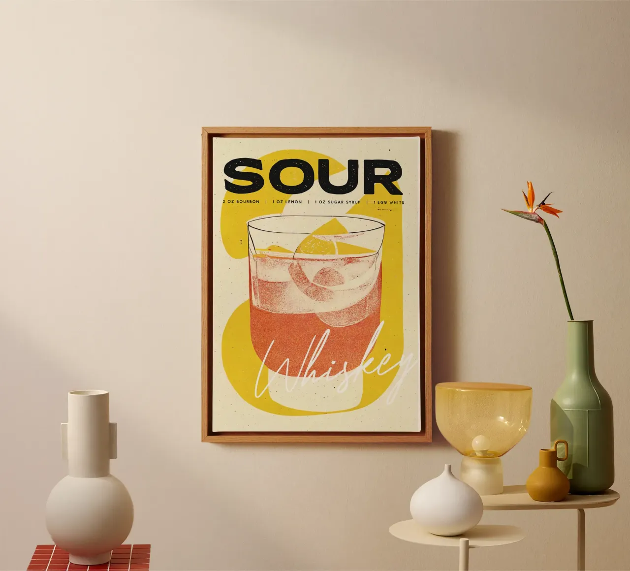cocktail al whisky sour tela con Cornice a cassetta da Kevin Walters