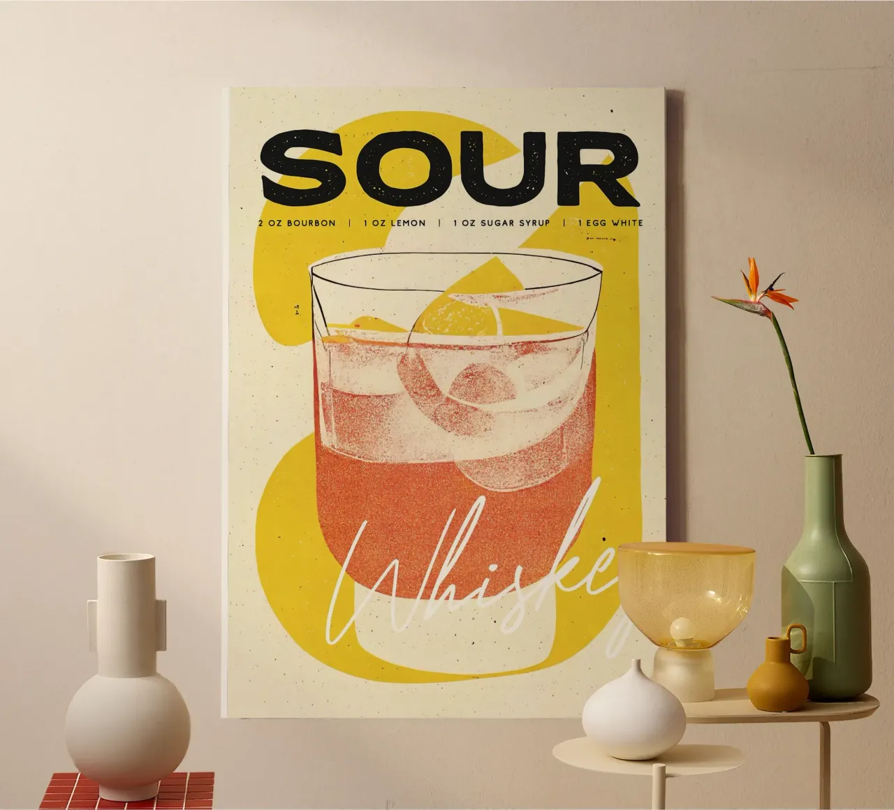 cocktail al whisky sour tela con Cornice a cassetta da Kevin Walters