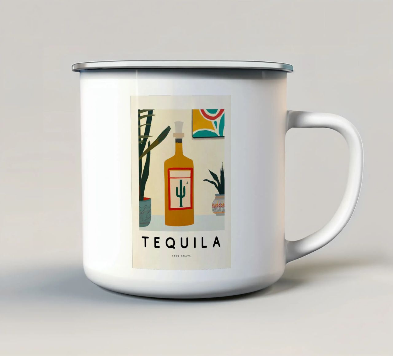 tequila bottle tazza in smalto da Kevin Walters
