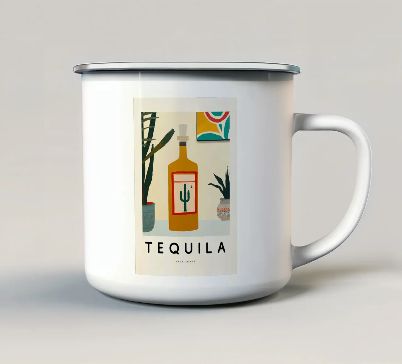 tequila bottle tazza in smalto da Kevin Walters