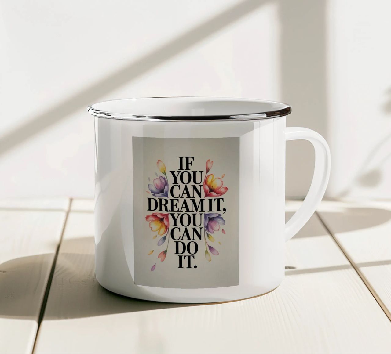 YOU CAN DO IT tazza in smalto da 20 Farben