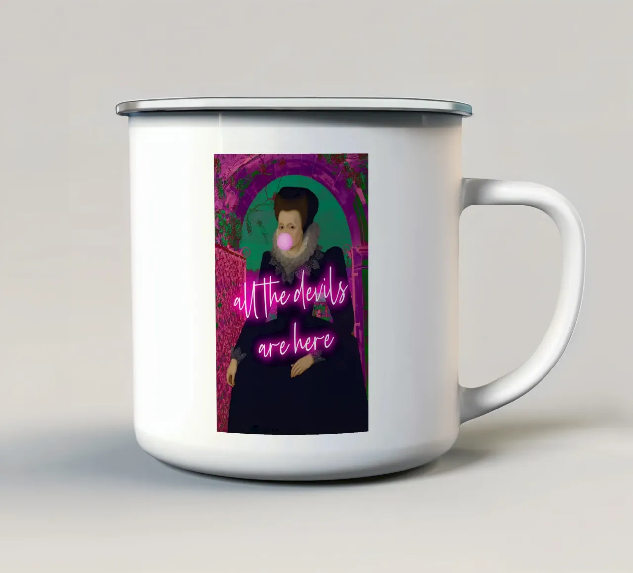 All the devils are here - pink neon tazza in smalto da GraceDigitalArtCo