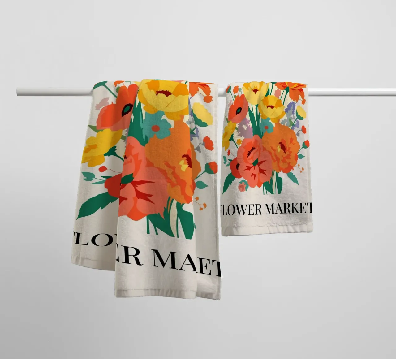 Mercato dei fiori di Berlino - Poster botanico d'epoca asciugamano da bagno da HicksShop