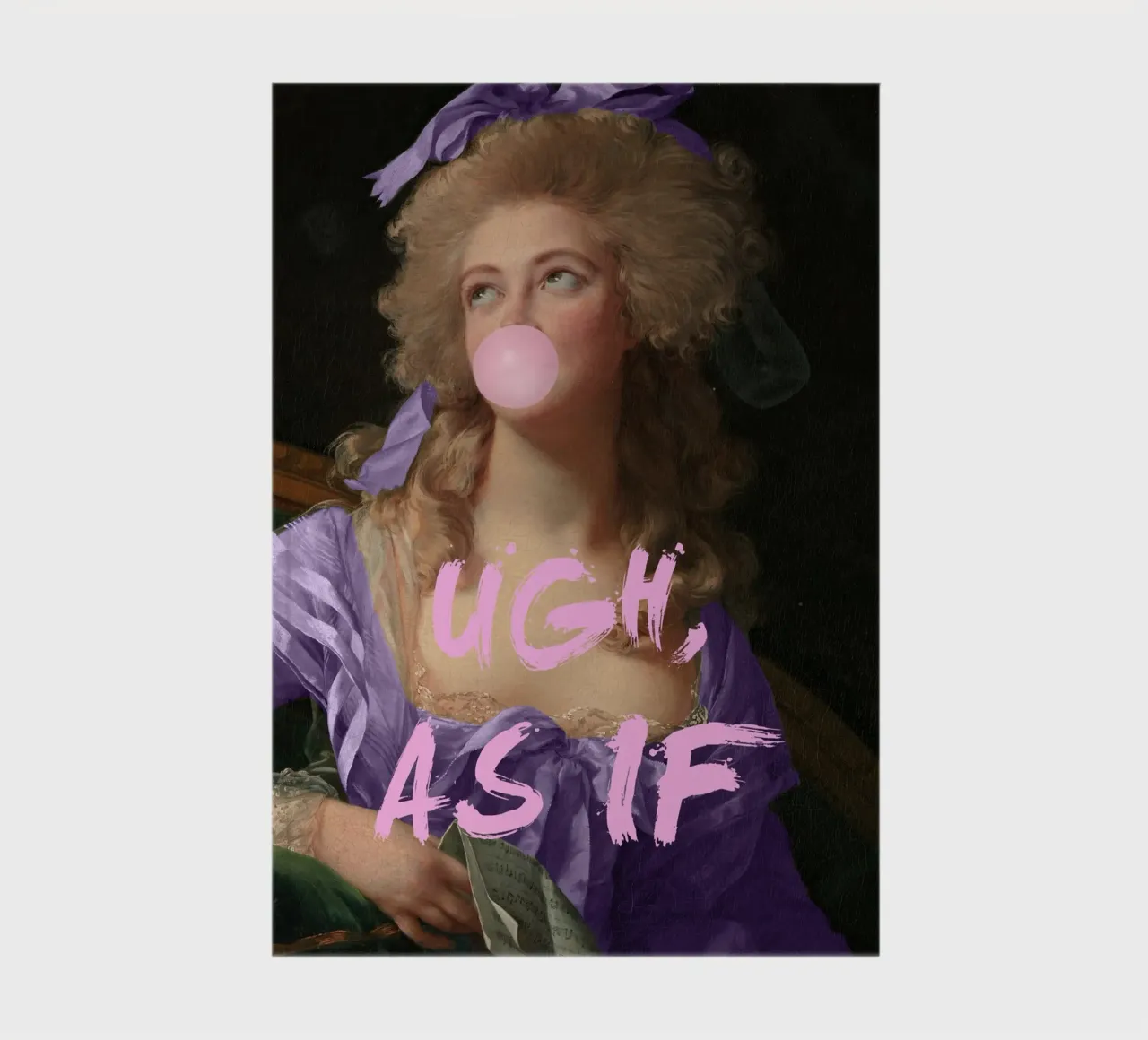 Ugh As If Bubble-Gum Lady, bubble gum art print notebook by GraceDigitalArtCo