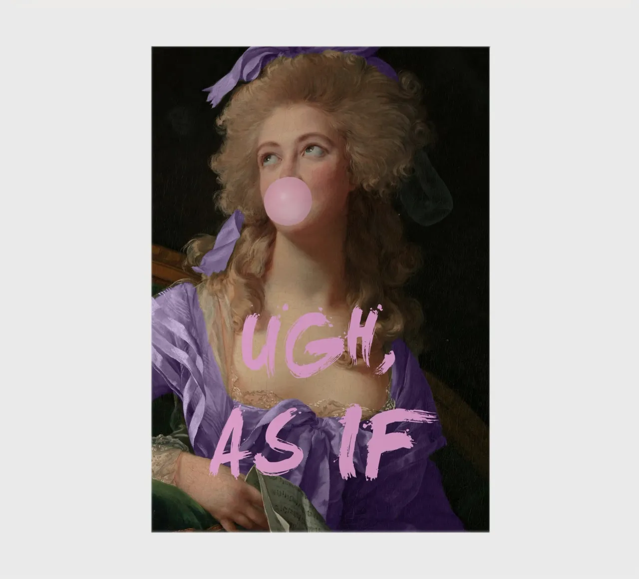 Ugh As If Bubble-Gum Lady, bubble gum art print notebook by GraceDigitalArtCo