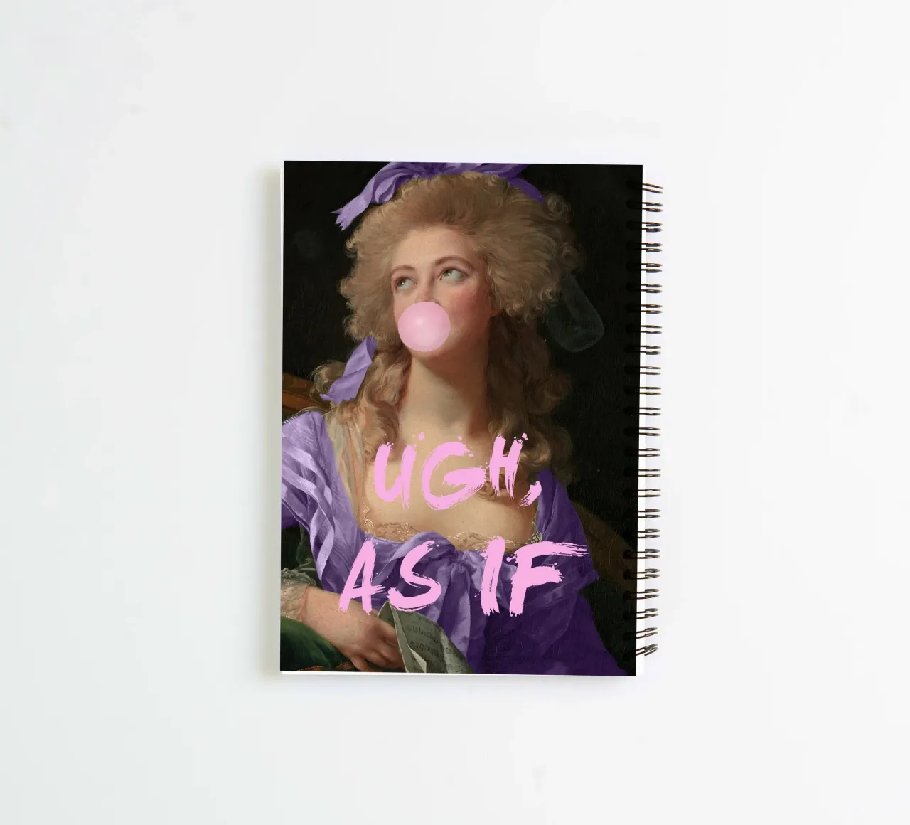 Ugh As If Bubble-Gum Lady, bubble gum art print spiral notebook by GraceDigitalArtCo