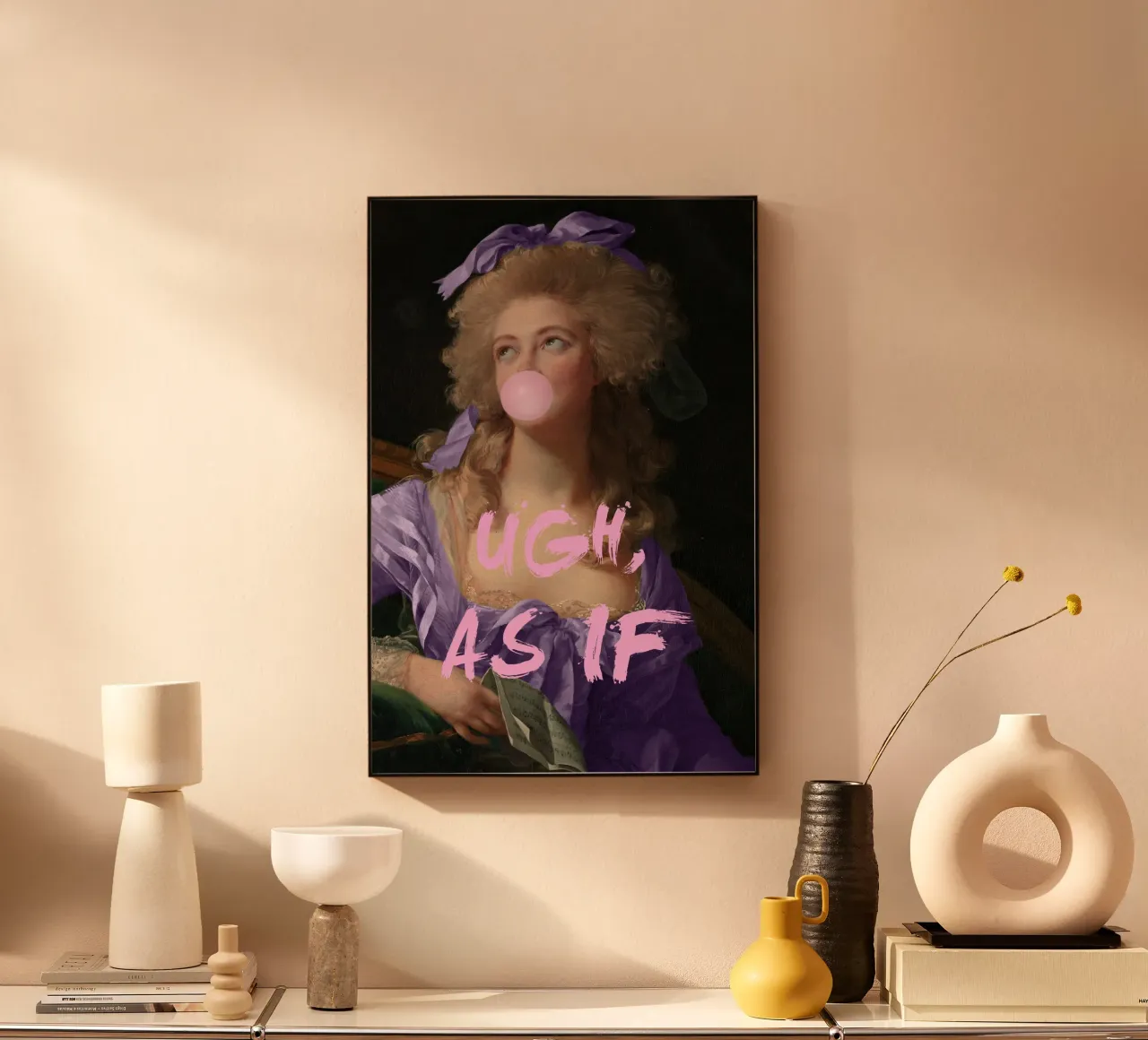 Ugh As If Bubble-Gum Lady, bubble gum art print alluminio dibond da GraceDigitalArtCo