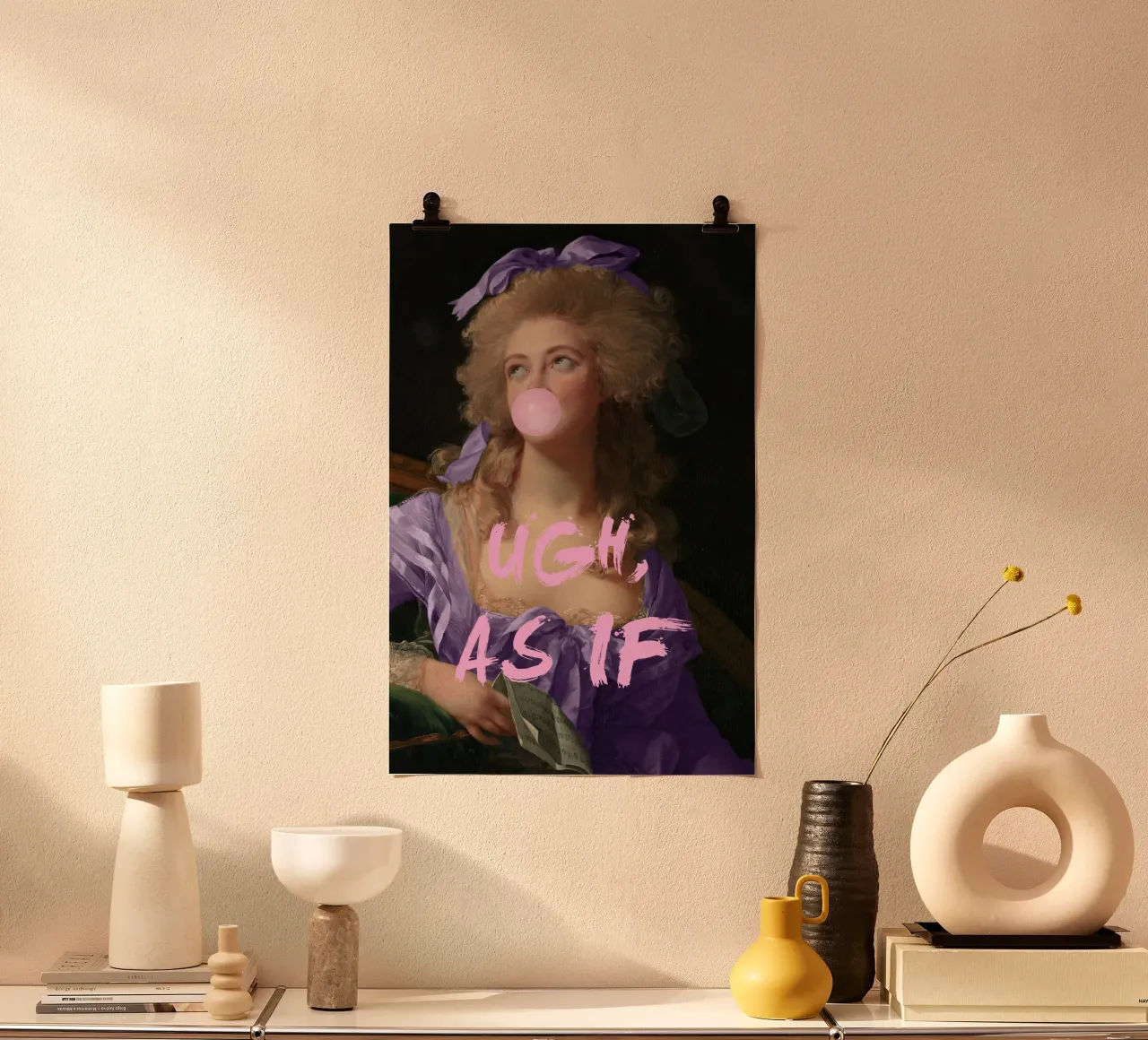 Ugh As If Bubble-Gum Lady, bubble gum art print carta hahnemühle da GraceDigitalArtCo