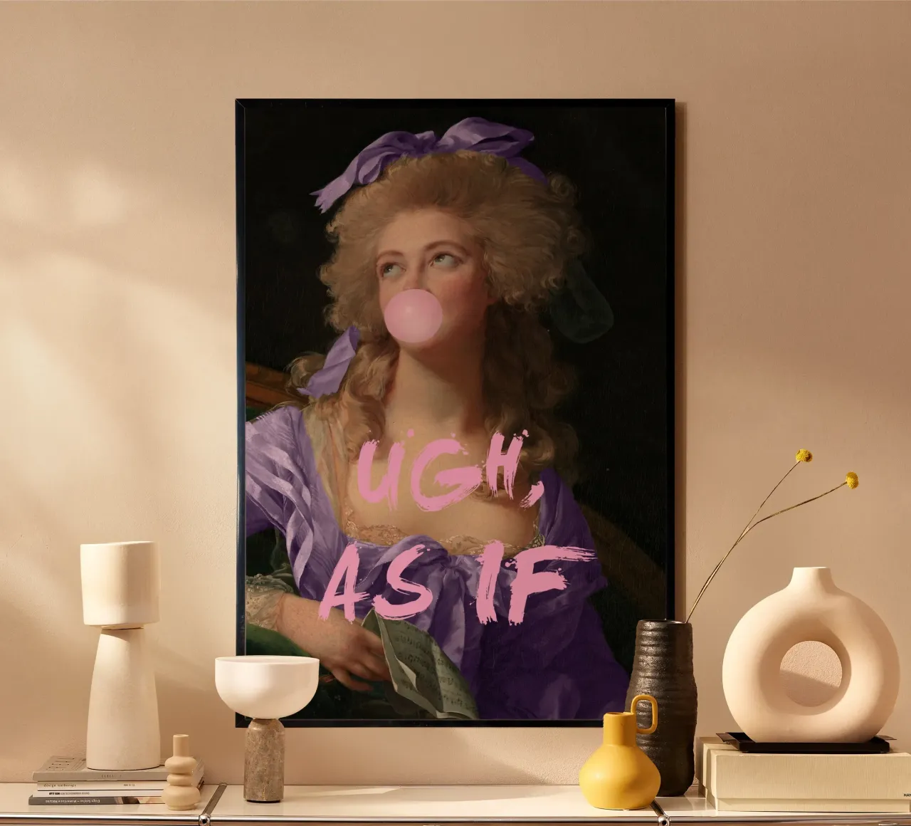 Ugh As If Bubble-Gum Lady, bubble gum art print carta hahnemühle da GraceDigitalArtCo