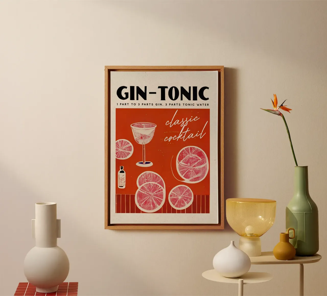 cocktail al gin tonic tela con Cornice a cassetta da Kevin Walters