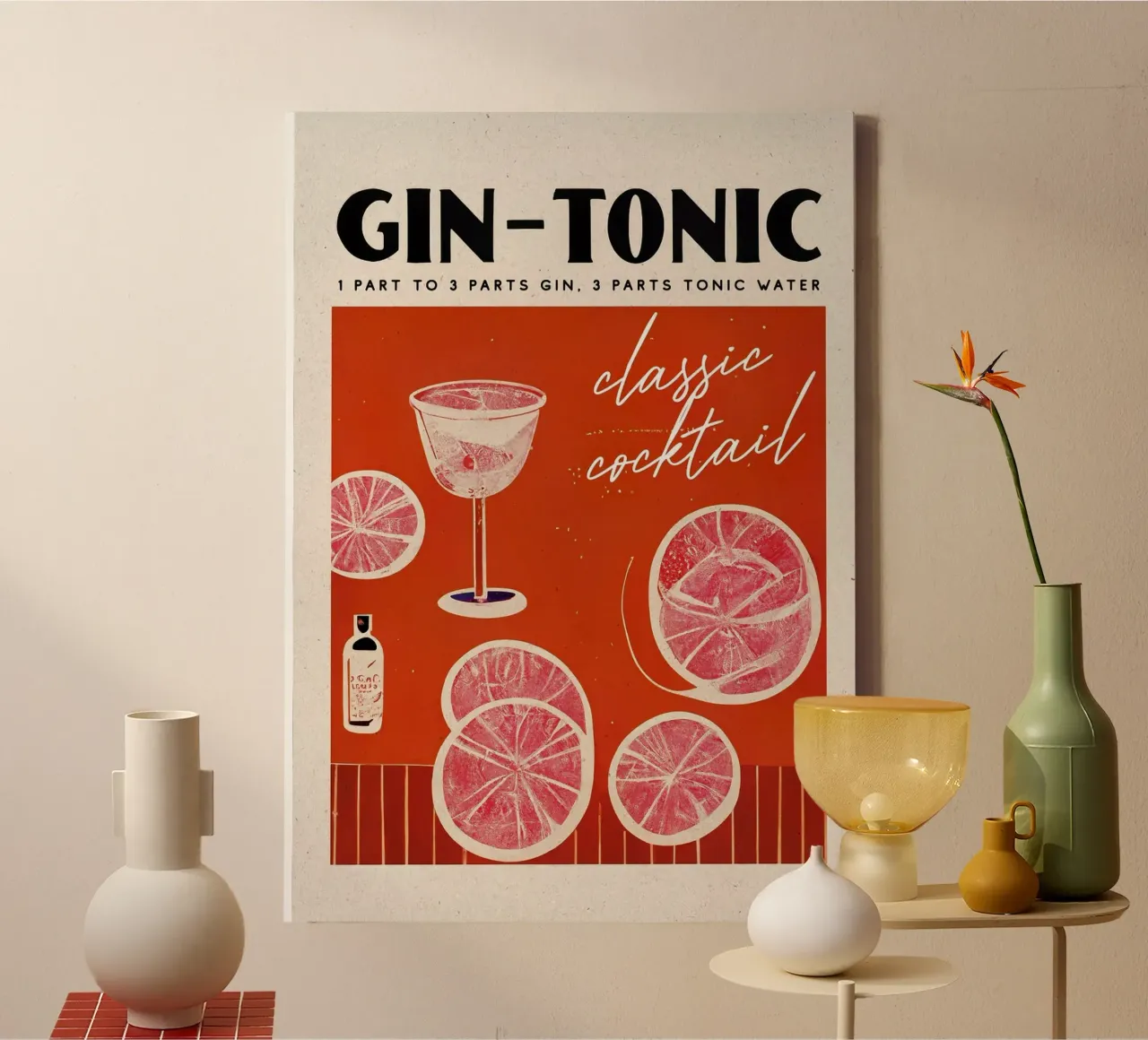 cocktail al gin tonic tela con Cornice a cassetta da Kevin Walters
