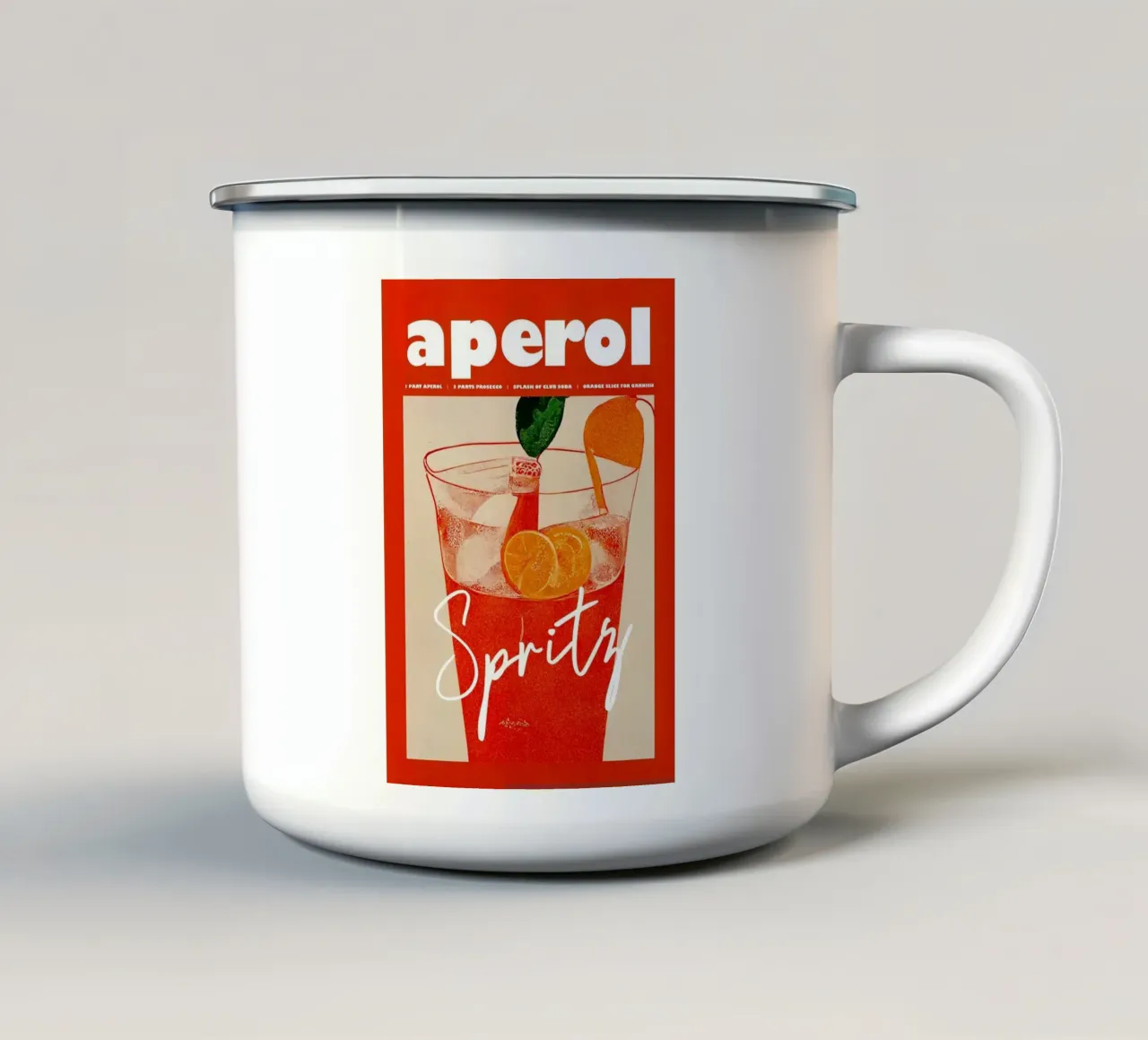 Aperol spritz cocktail tazza in smalto da Kevin Walters