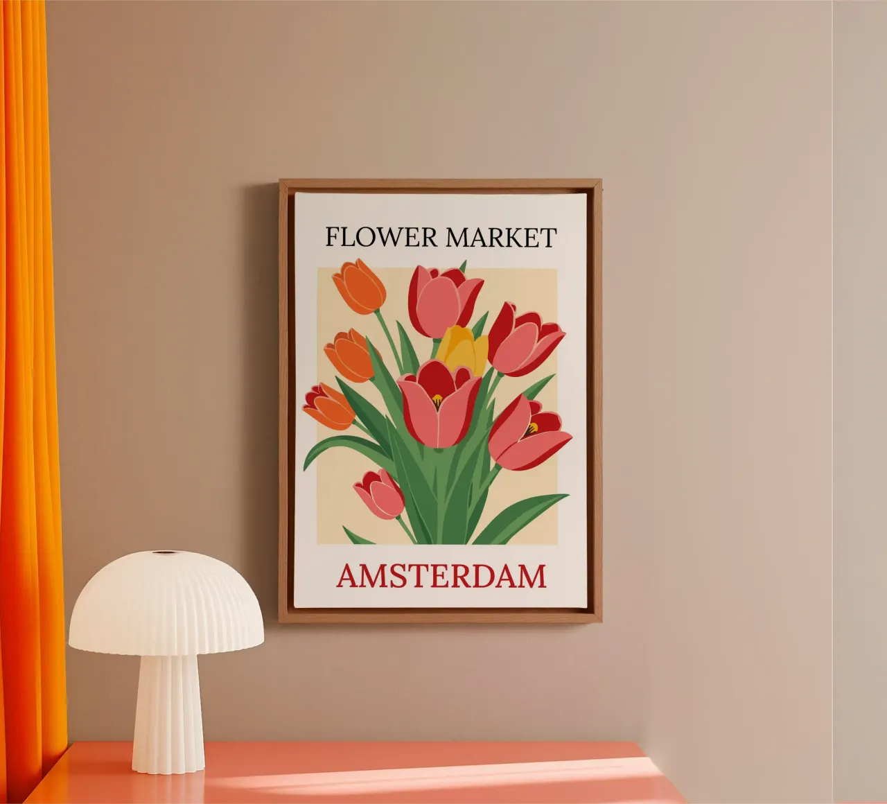 Mercato dei fiori di Amsterdam - Poster d'epoca tela con Cornice a cassetta da HicksShop