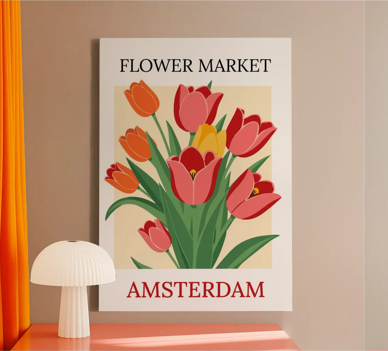 Mercato dei fiori di Amsterdam - Poster d'epoca tela con Cornice a cassetta da HicksShop