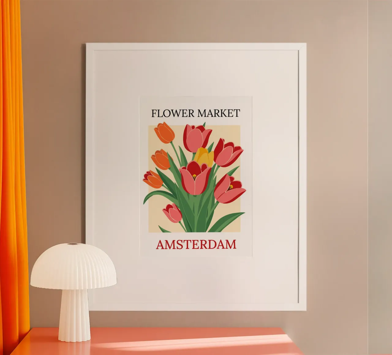 Mercato dei fiori di Amsterdam - Poster d'epoca poster con telaio in alluminio da HicksShop