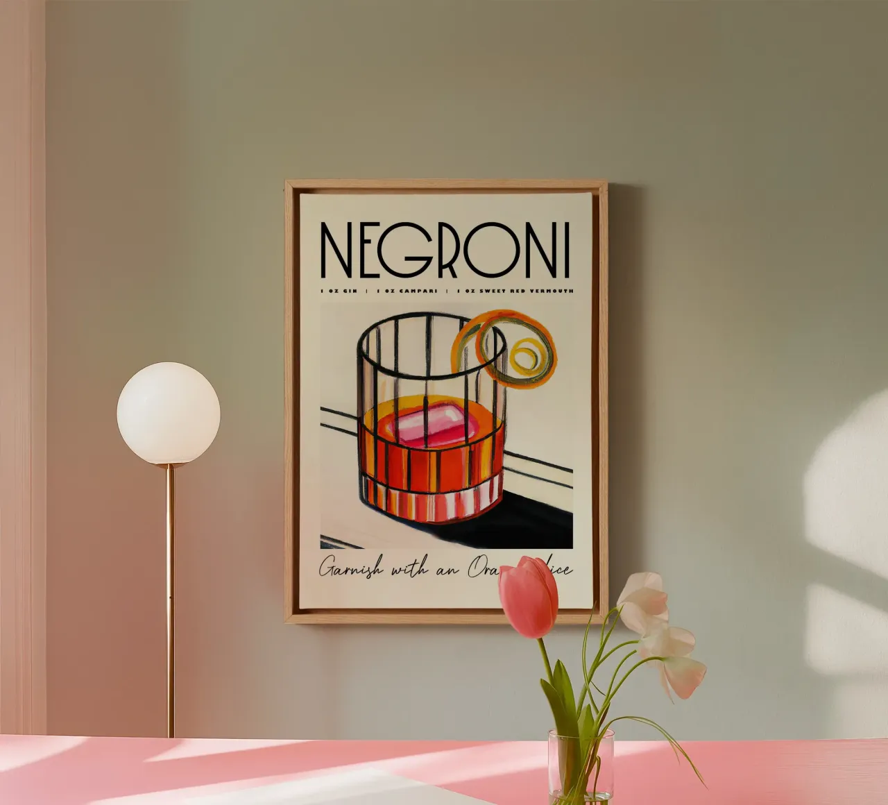 negroni cocktail tela con Cornice a cassetta da Kevin Walters