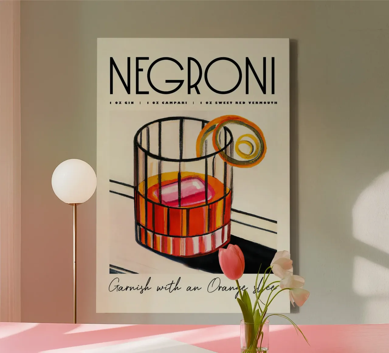 negroni cocktail tela con Cornice a cassetta da Kevin Walters