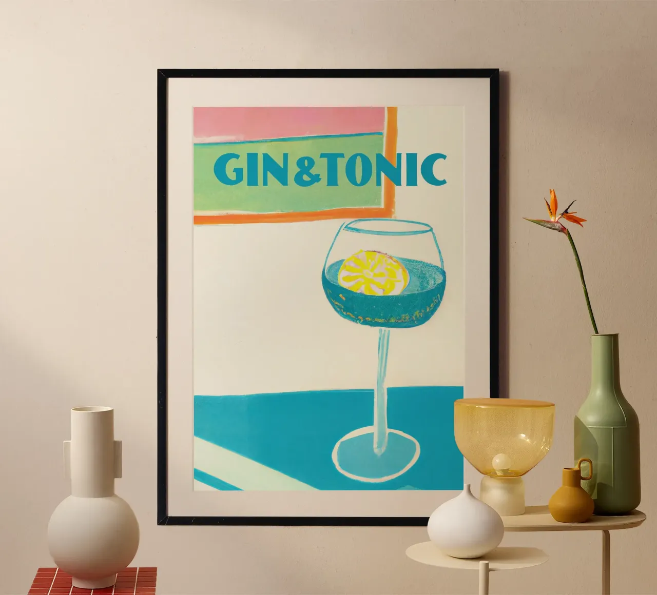 Cocktail mit Zitrone, Gin und Tonic Poster von Kevin Walters