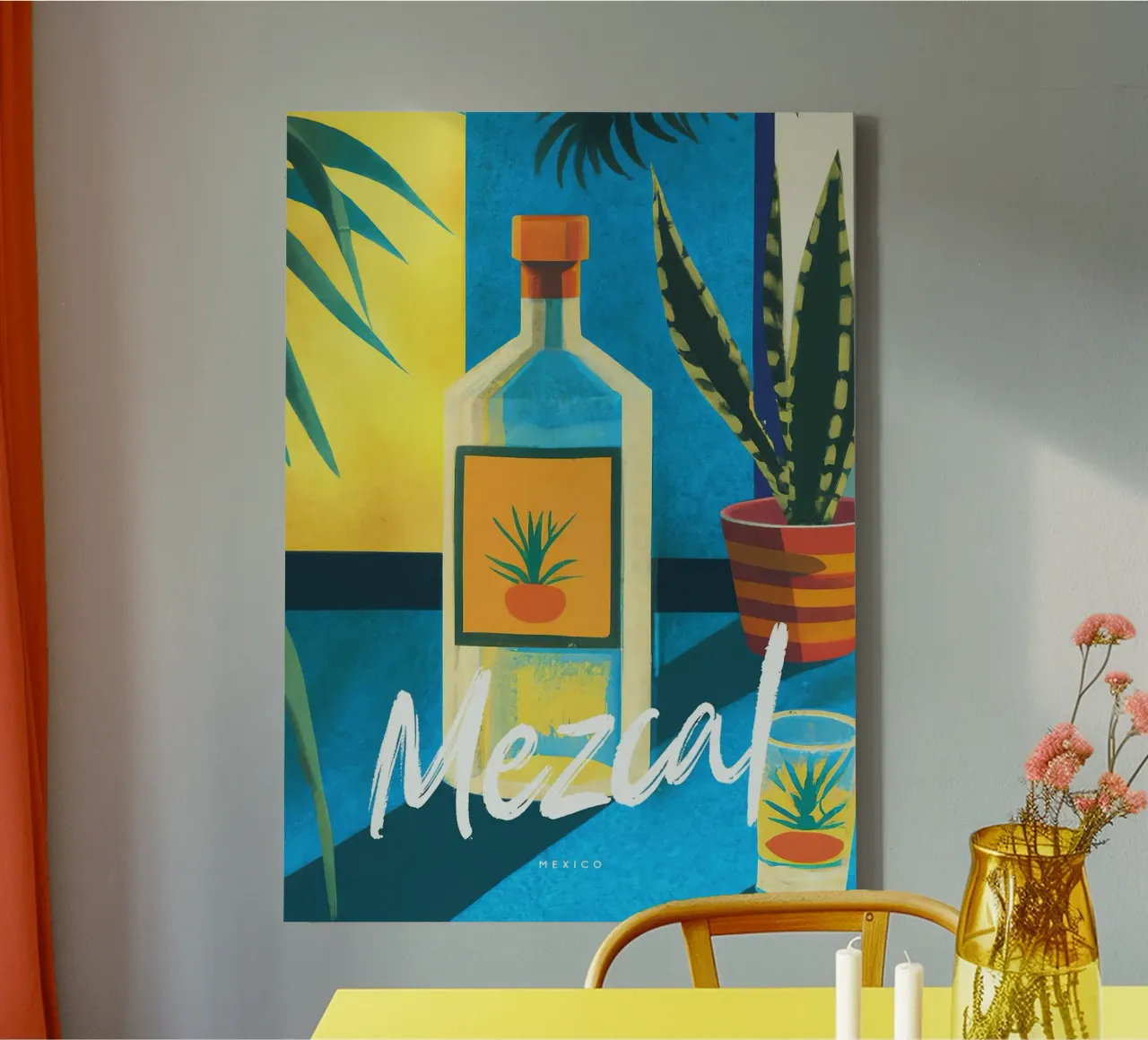 bottiglia di mezcal tela con Cornice a cassetta da Kevin Walters