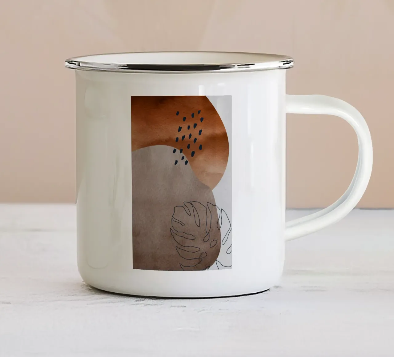 boho abstract art tazza in smalto da vintageshop