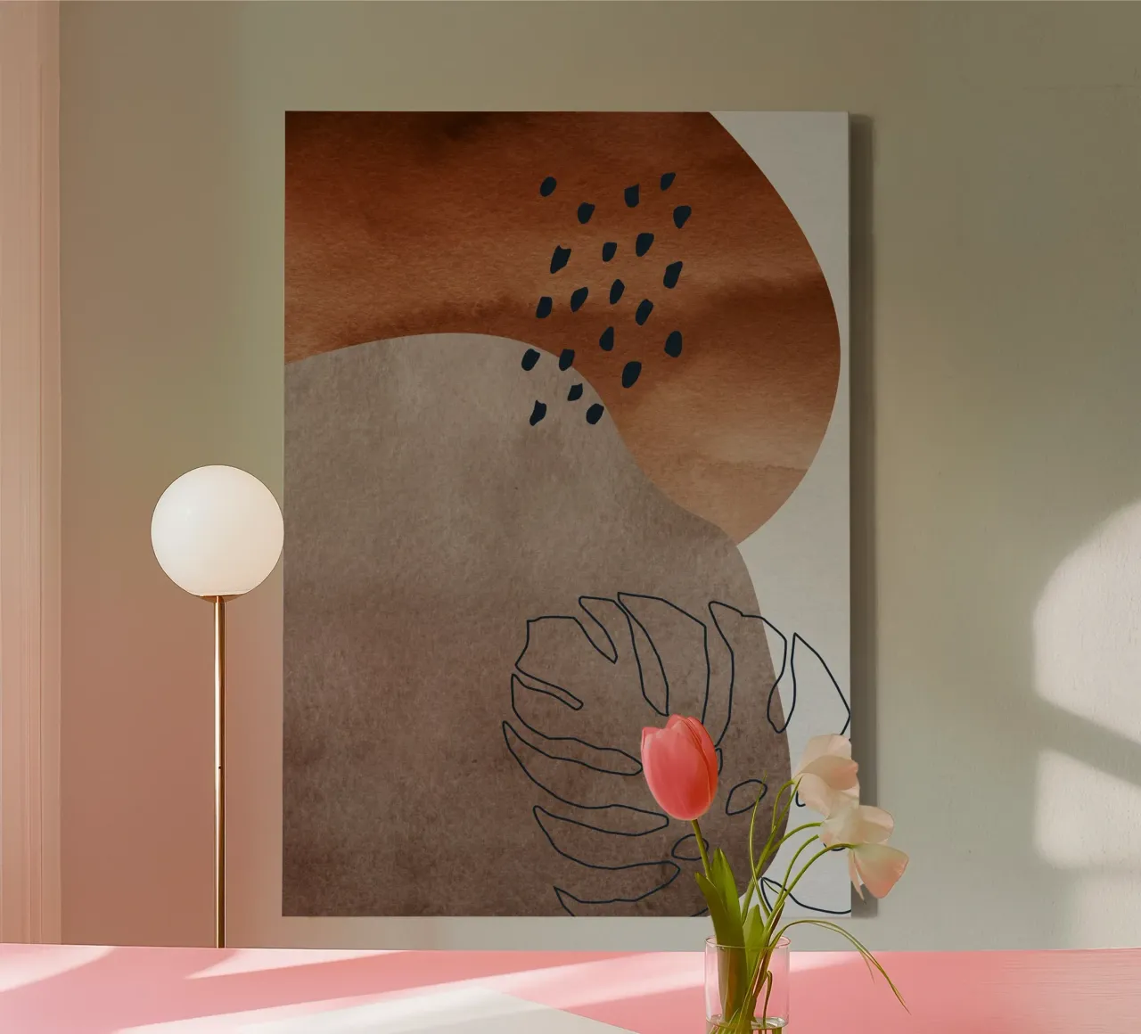 boho abstract art tela con Cornice a cassetta da vintageshop