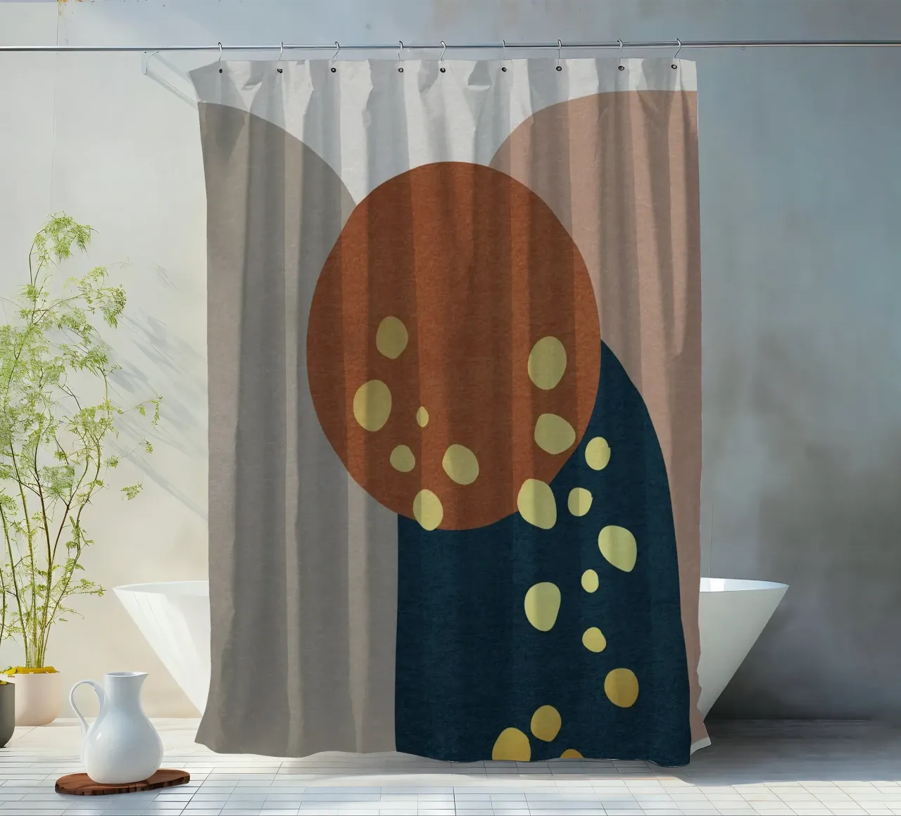 modern abstract art shower curtain by vintageshop