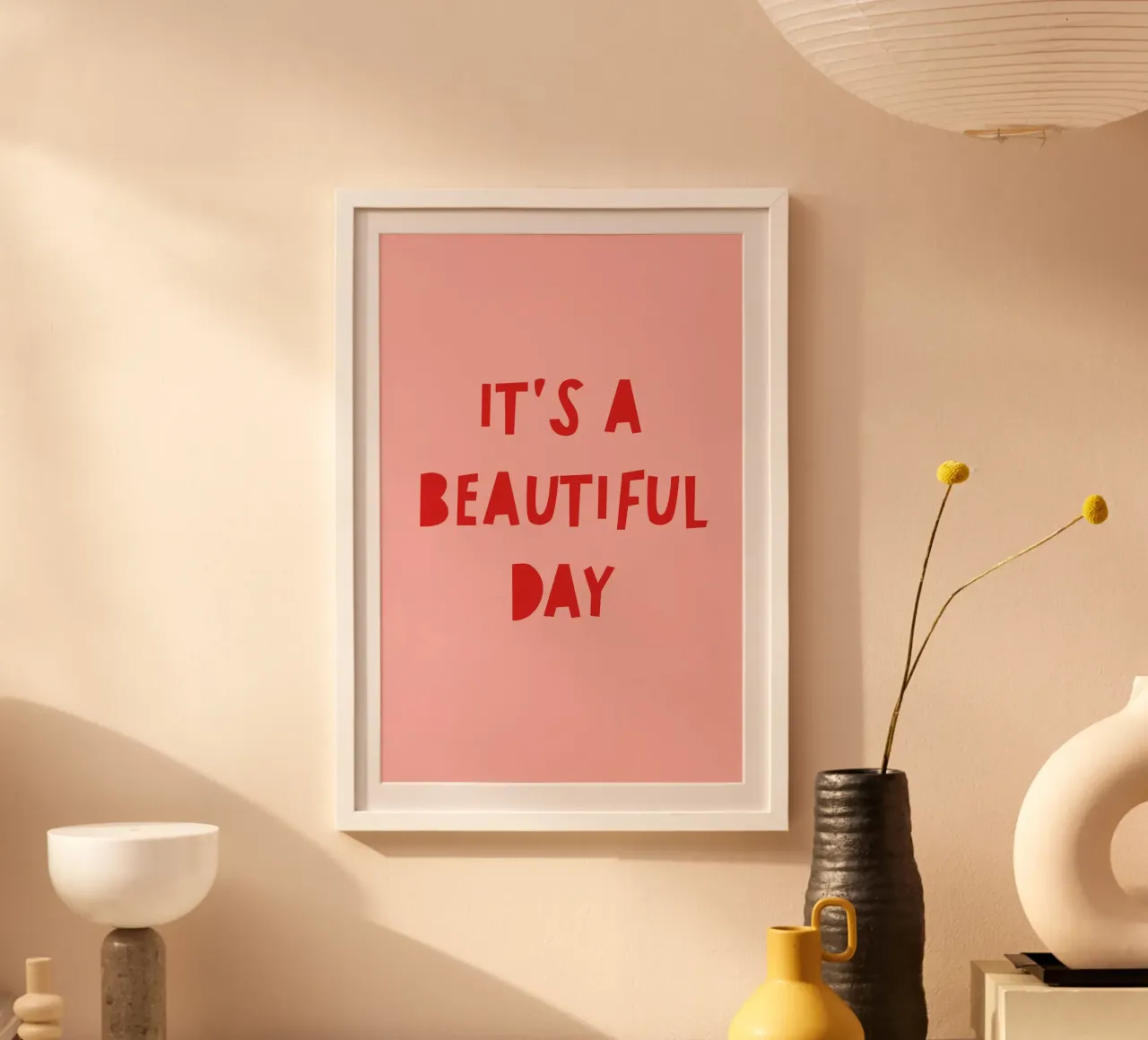 Beautiful Day Pink and Red Art poster con telaio in alluminio da GraceDigitalArtCo