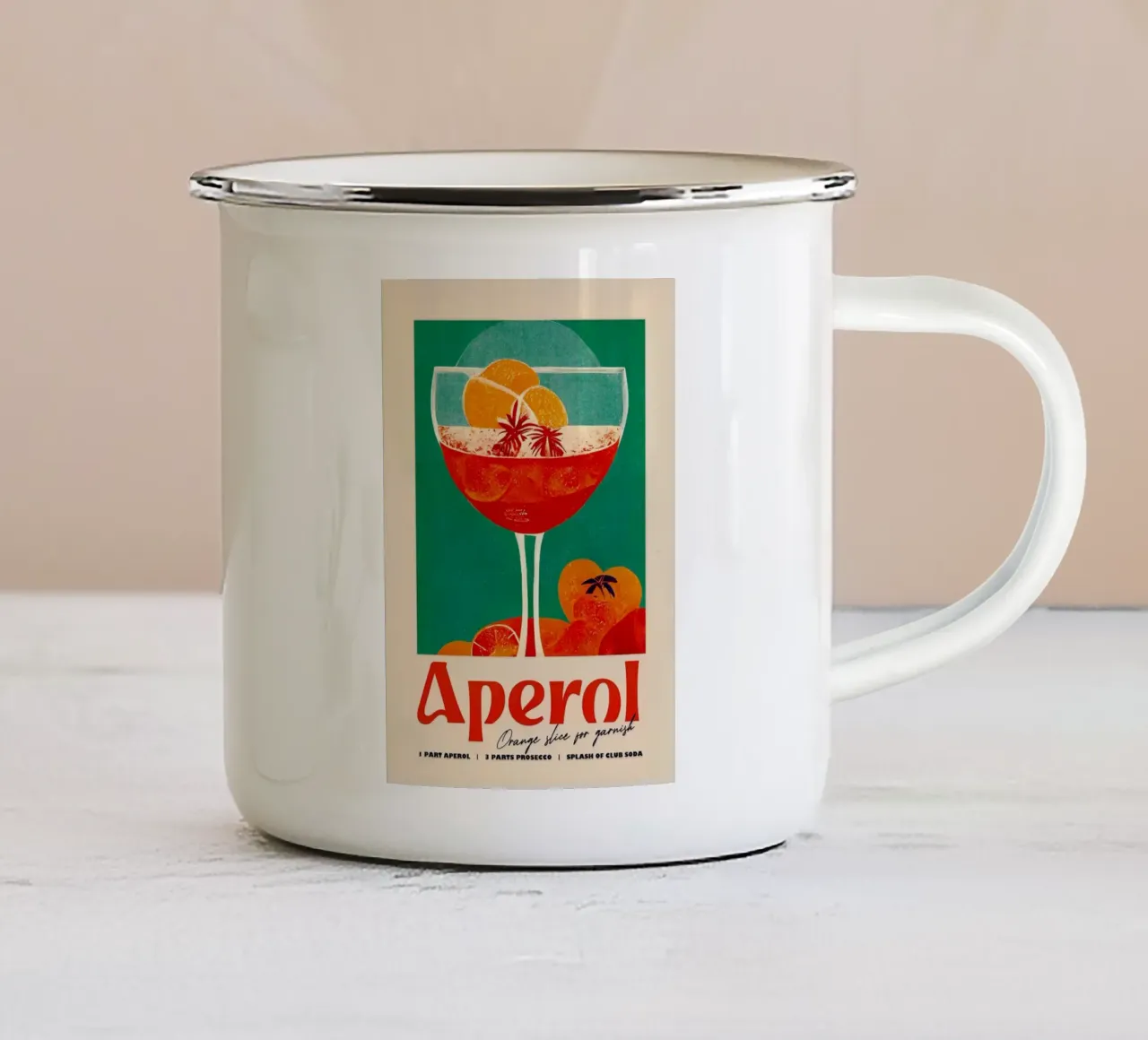 cocktail aperol tazza in smalto da Kevin Walters