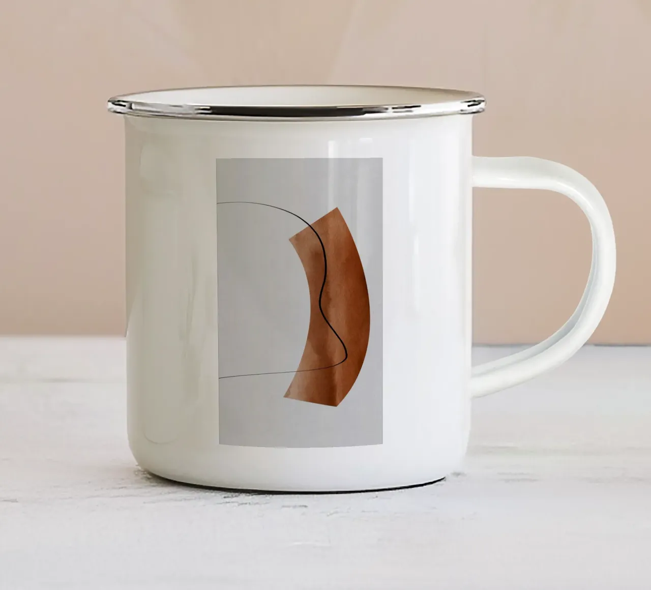 modern abstract art line tazza in smalto da vintageshop