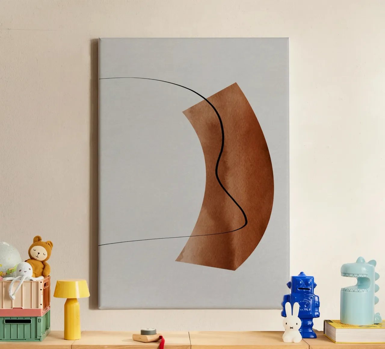 modern abstract art line tela con Cornice a cassetta da vintageshop