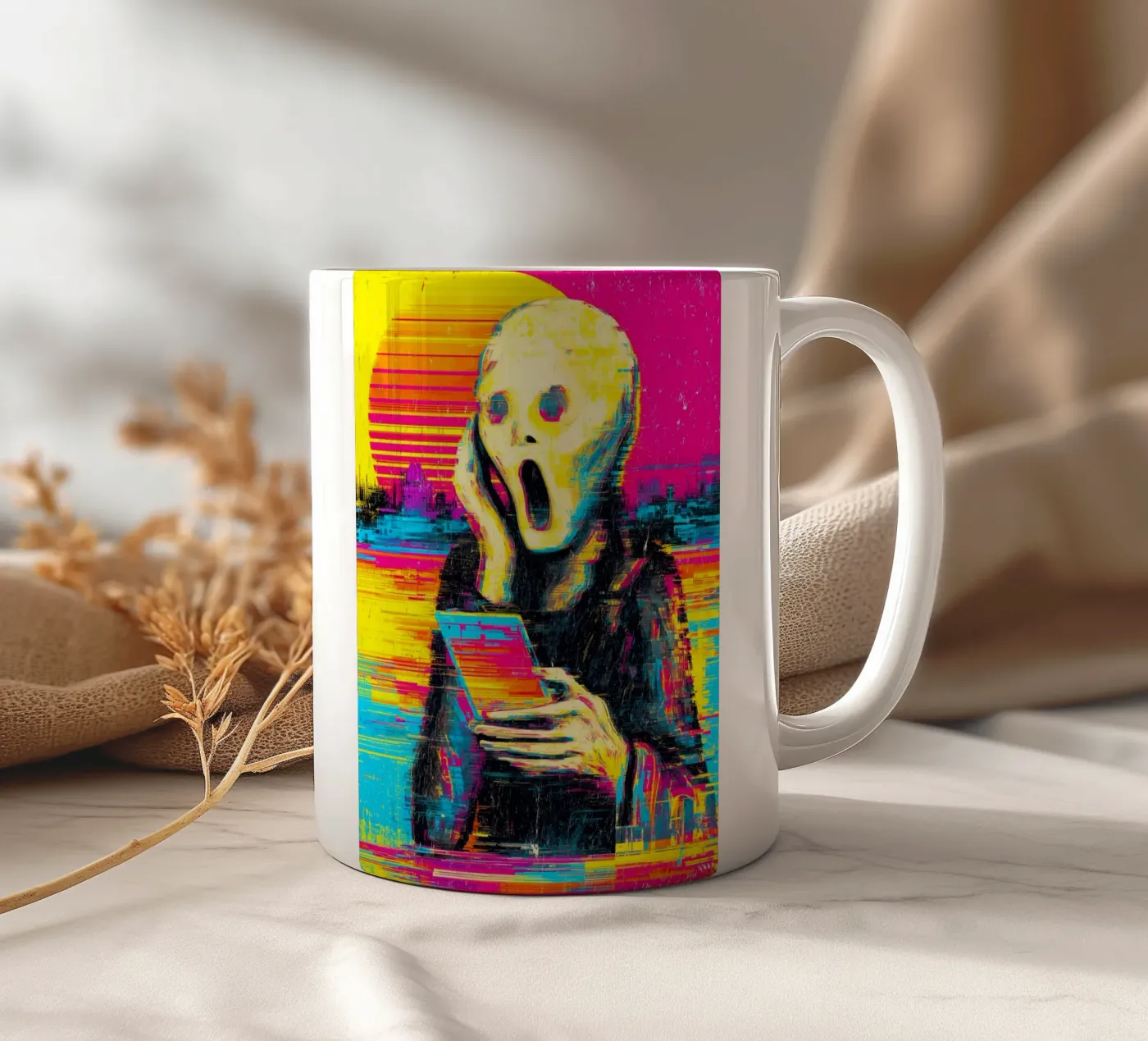 Pixel Panic ceramic mug by Justyna Jaszke JBJart