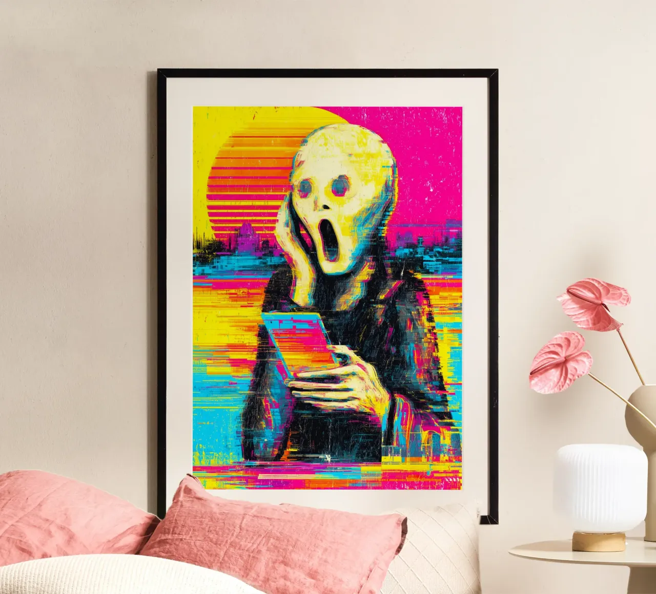 Pixel Panic poster con telaio in legno da Justyna Jaszke JBJart