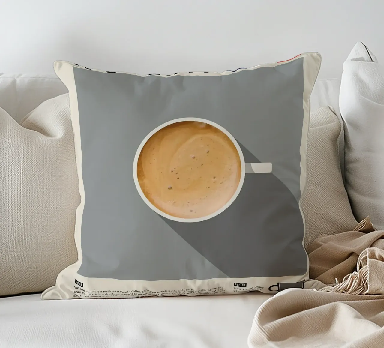 taza de café con leche cojín de John C Labut