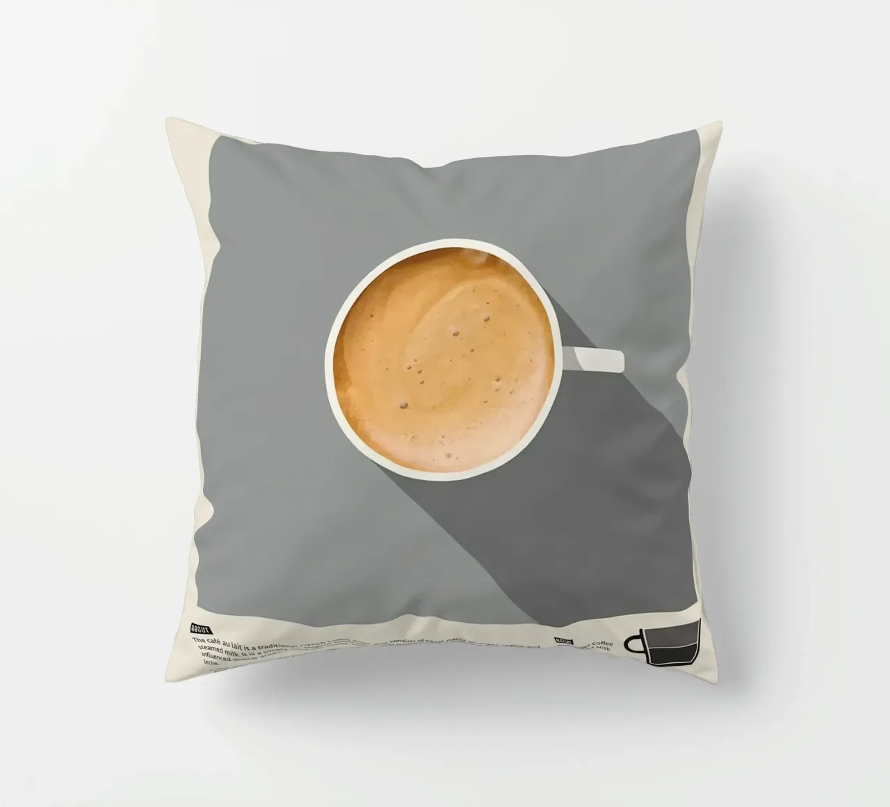 coffee cup latte decorative cushion by John C Labut