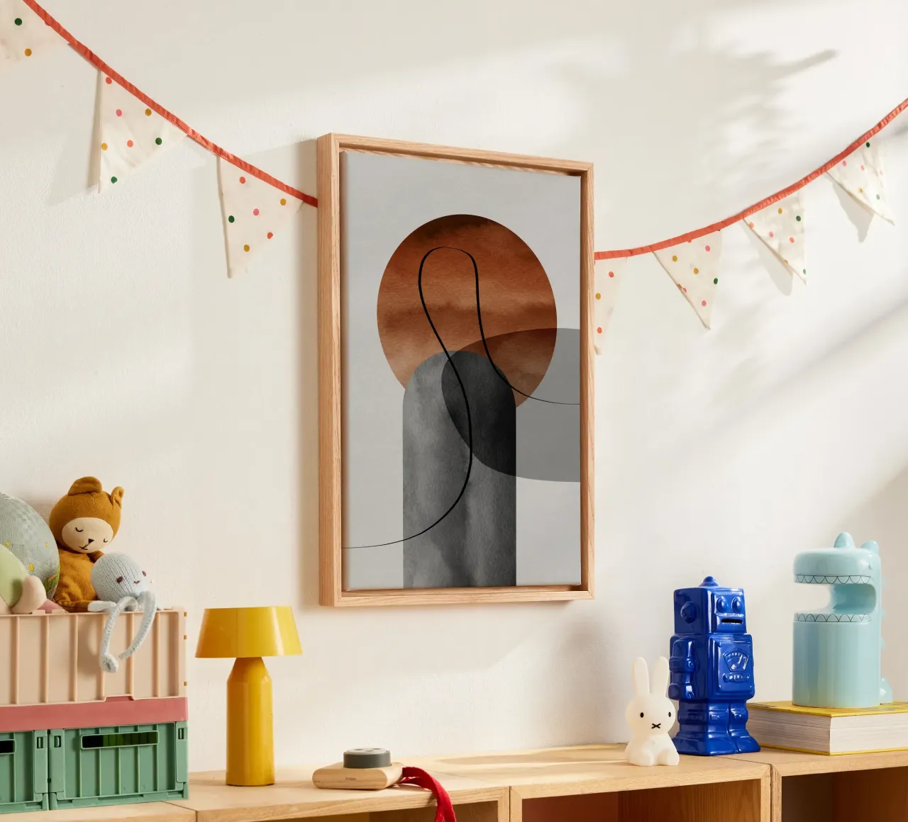 modern abstract circles tela con Cornice a cassetta da vintageshop